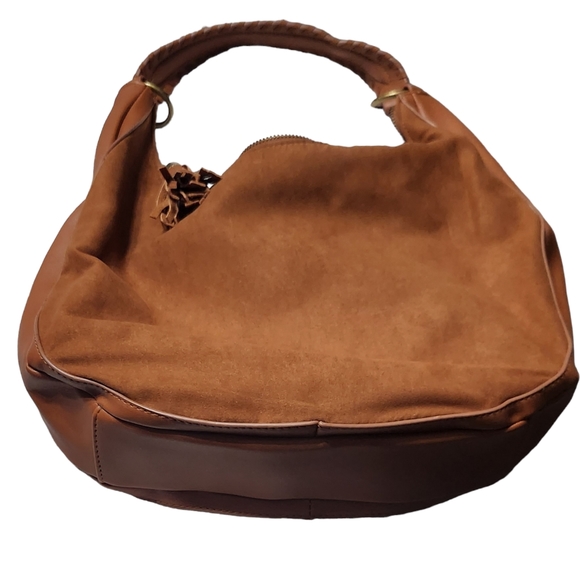 Avon Faux Suede Hobo Bag in Cognac, with matching wallet, NEW - Picture 2 of 11